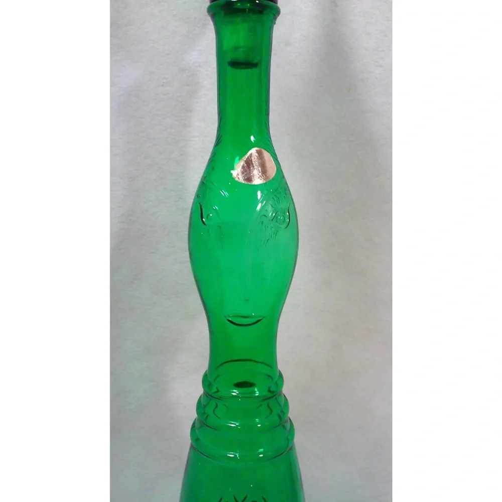 Mid-Century Green Face Decanter Empoli Style Barware